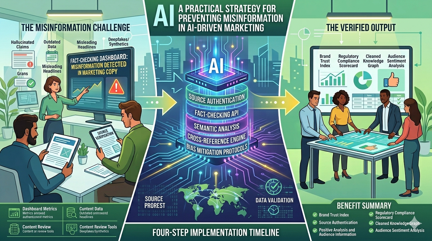 Diagram showing stages of content creation, indexing, AI processing, and summarized output